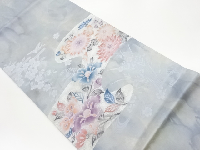 花々模様織出し袋帯